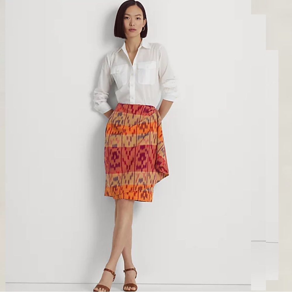 Lauren Ralph Lauren Cotton-Linen Wrap Skirt - Picture 2 of 6